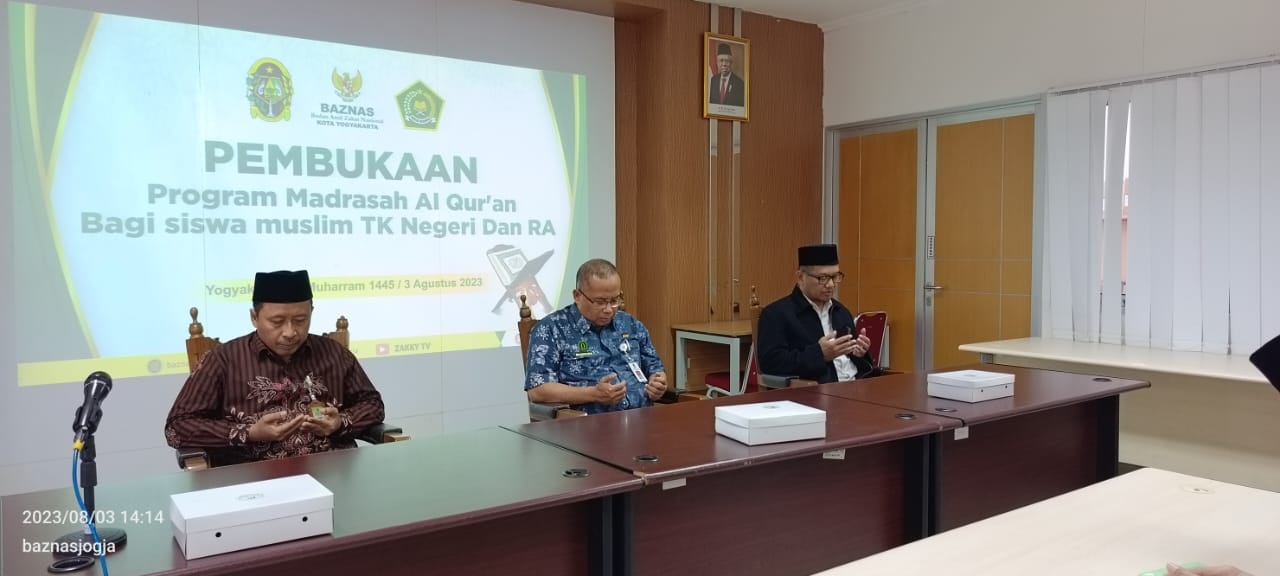 BAZNAS KOTA YOGYAKARTA SELENGGARAKAN PROGRAM MADRASAH AL QUR'AN BAGI SISWA TKN DAN RA KOTA YOGYAKARTA