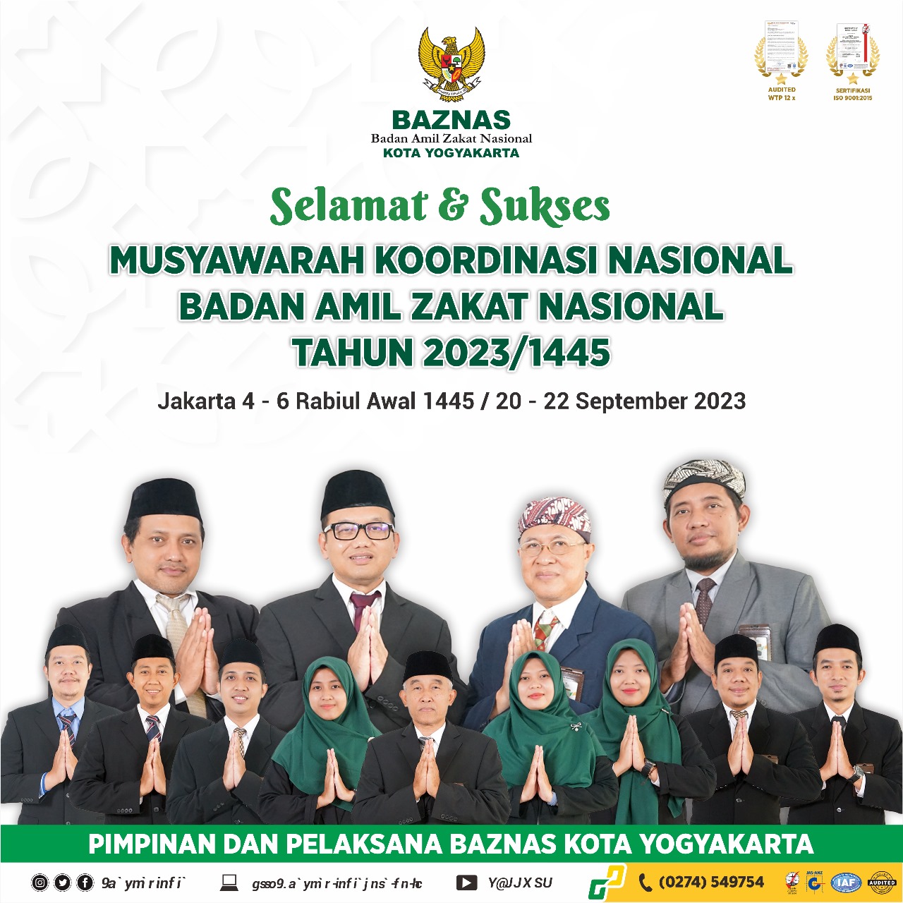 SELAMAT DAN SUKSES  MUSYAWARAH  KOORDINASI NASIONAL BAZNAS TAHUN 2023/1445