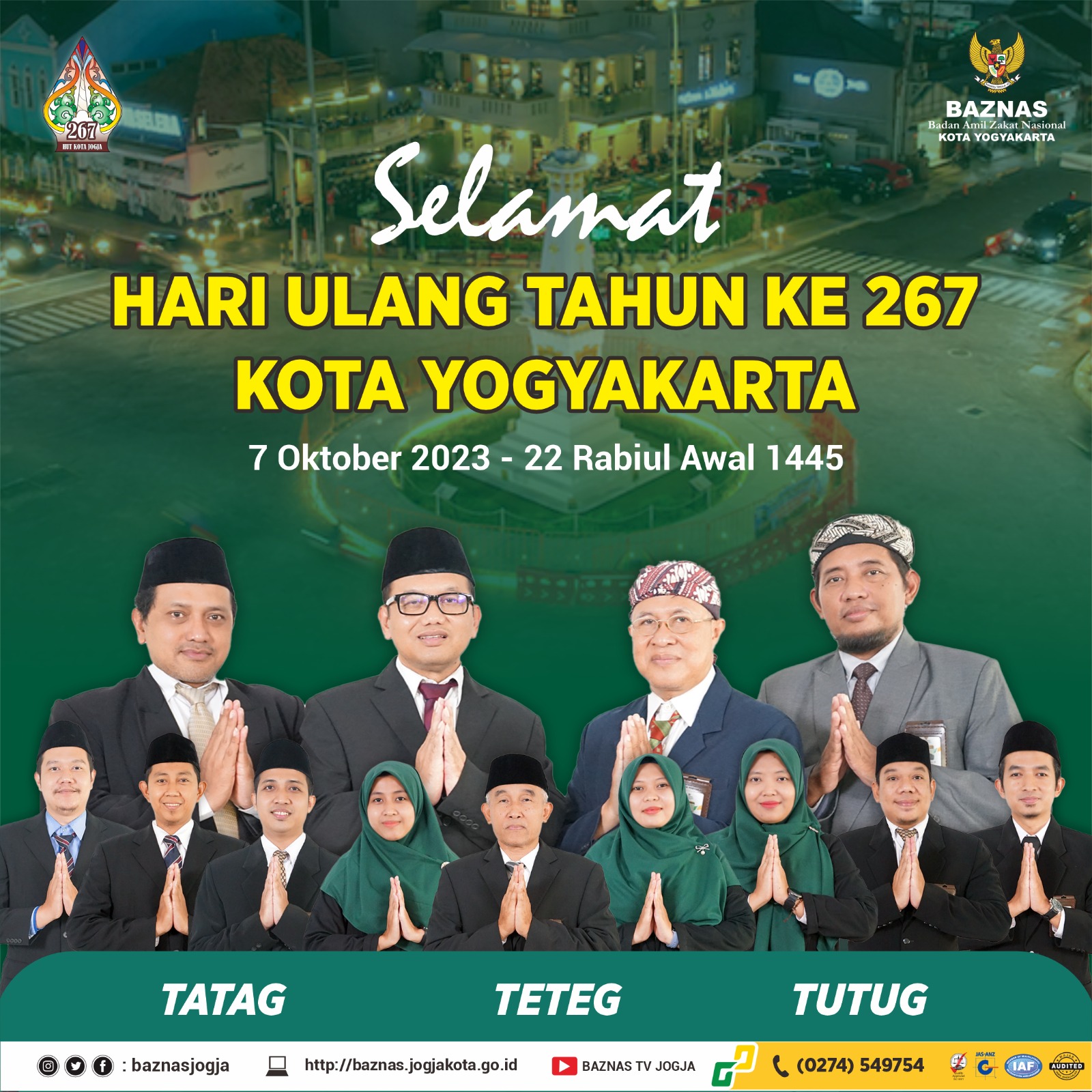 BAZNAS KOTA YOGYAKARTA MENGUCAPKAN SELAMAT HARI ULANG TAHUN KE 267 KOTA YOGYAKARTA