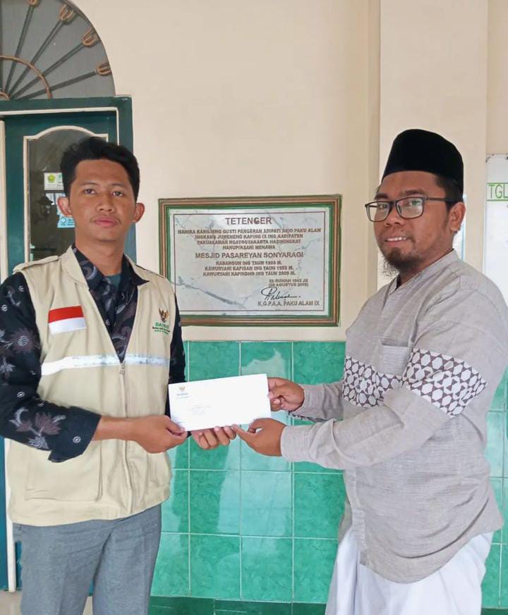 MASJID SONYORAGI BACIRO KOTA YOGYAKARTA BANTU PALESTINA MELALUI BAZNAS KOTA YOGYAKARTA.