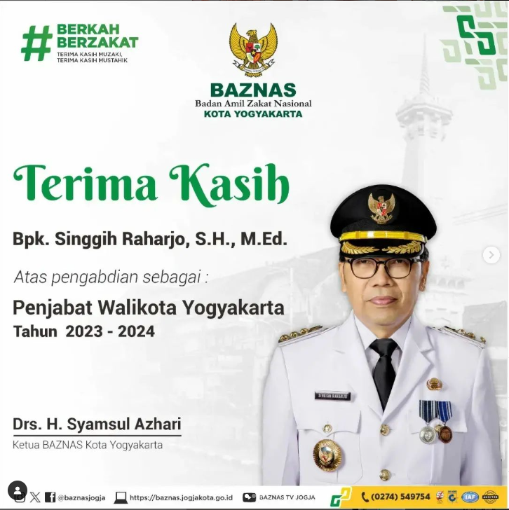 Alhamdulillah, Terima Kasih Bapak H. Singgih Raharjo, SH, M.Ed, Penjabat Walikota Yogyakarta Tahun 2023-2024