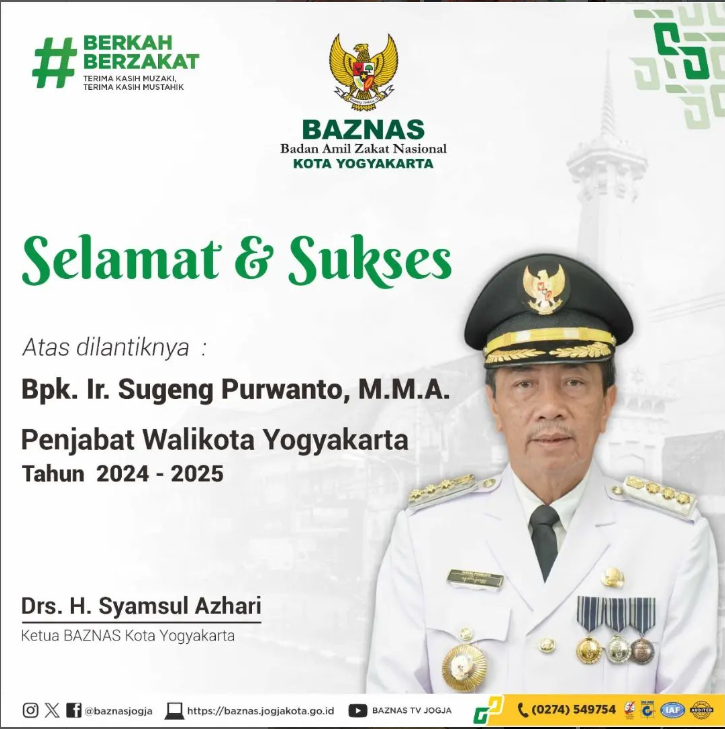 Alhamdulillah, Selamat Mengemban Amanah Bapak Ir. Sugeng Purwanto, M.M.A, Penjabat Walikota Yogyakarta 2024-2025