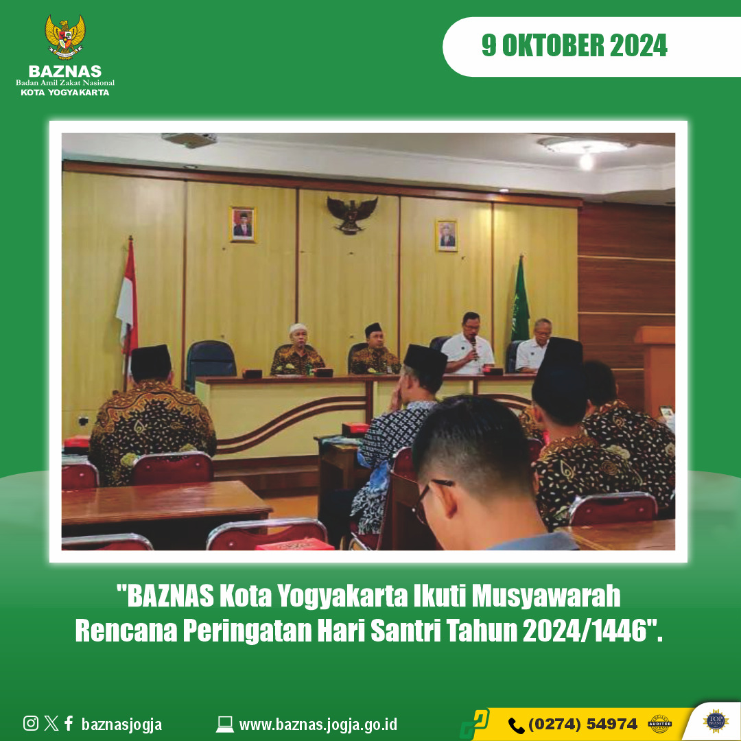 BAZNAS Kota Yogyakarta Ikuti Musyawarah Rencana Peringatan Hari Santri Tahun 2024/1446