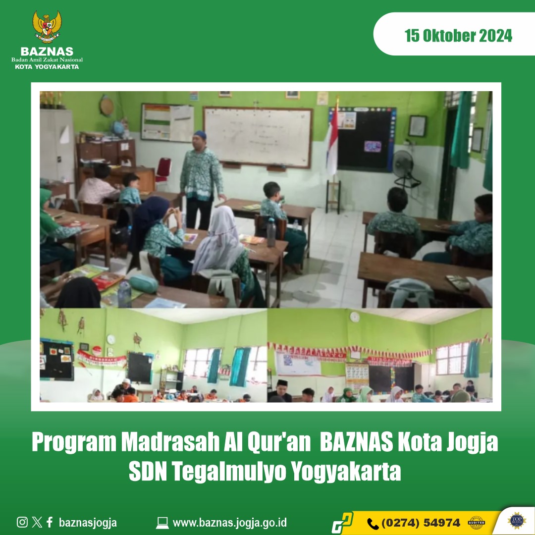 Khusuk dan khidmat ananda sholeh sholehah siswa SDN Tegalmulyo Yogyakarta, belajar membaca Al Qur'an metode Iqra, program Madrasah Al Qur'an (MDA) BAZNAS Kota Jogja, Selasa 12 Rabiul Akhir 1446 (15/10/2024))