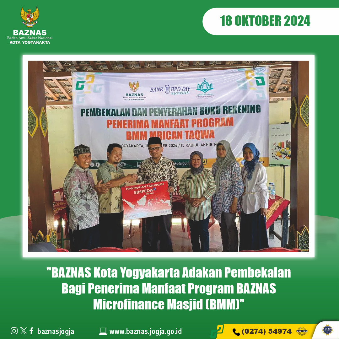 BAZNAS Kota Yogyakarta Adakan Pembekalan Bagi Penerima Manfaat Program BAZNAS Microfinance Masjid (BMM)