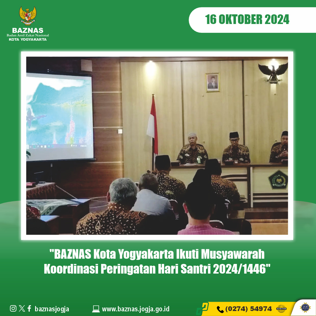 BAZNAS Kota Yogyakarta Ikuti Musyawarah Koordinasi Peringatan Hari Santri 2024/1446