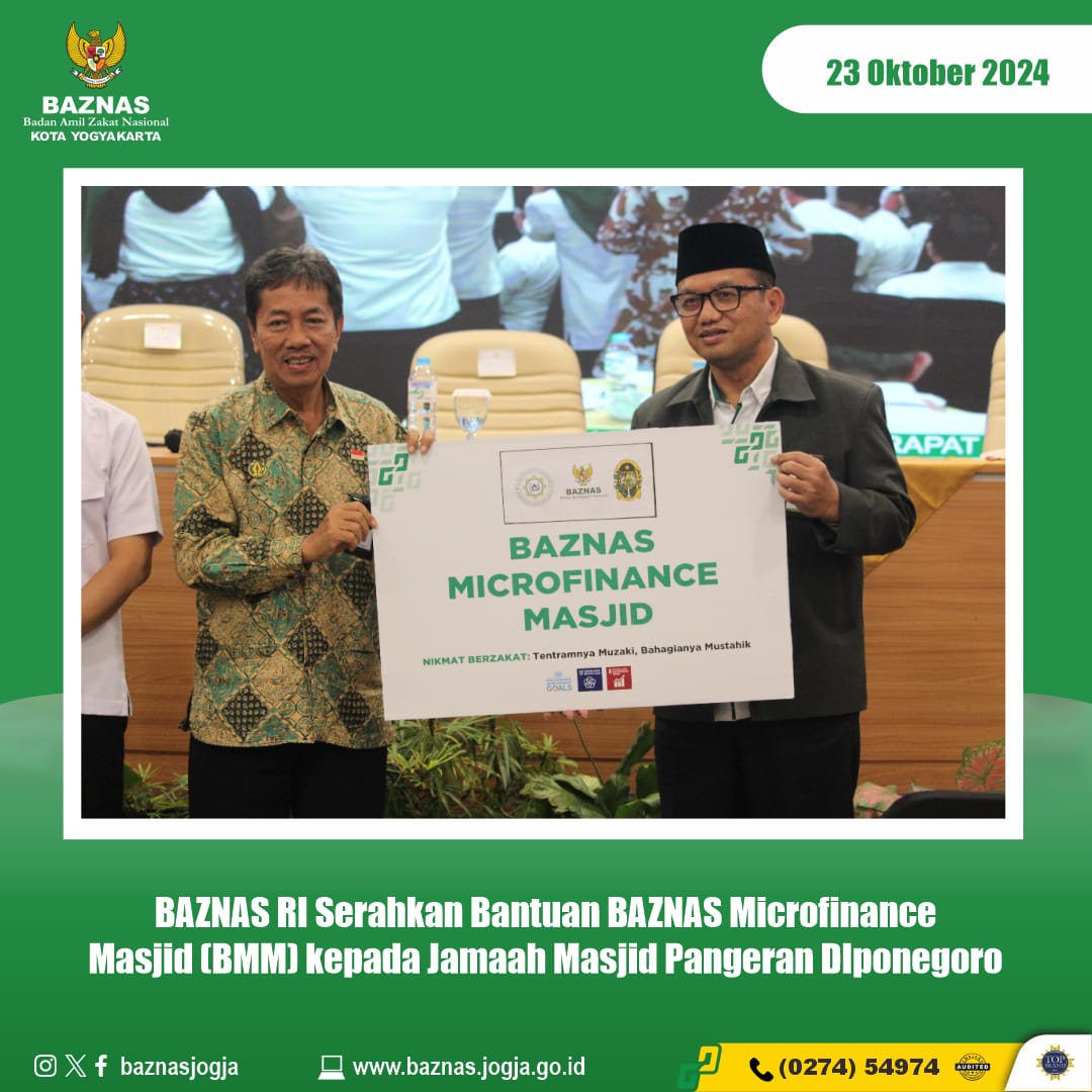 BAZNAS RI Serahkan Bantuan BAZNAS Microfinance Masjid (BMM) kepada Jamaah Masjid Pangeran Diponegoro