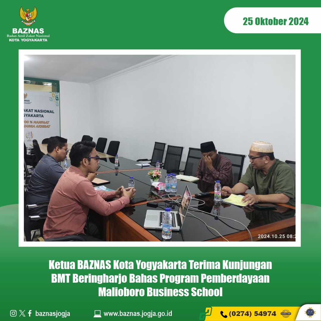 Ketua BAZNAS Kota Yogyakarta Terima Kunjungan BMT Beringharjo Bahas Program Pemberdayaan Malioboro Business School