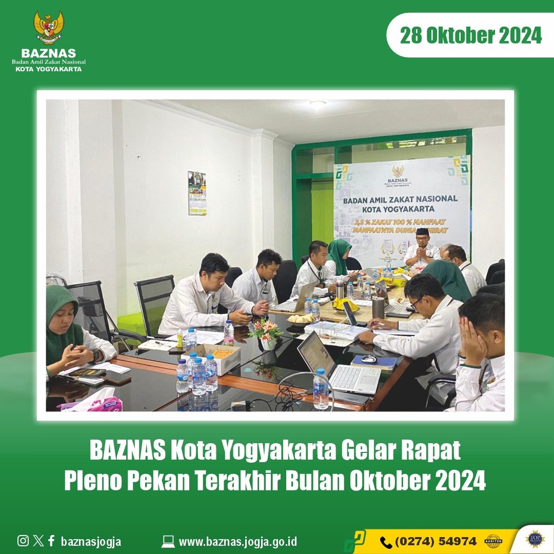 BAZNAS Kota Yogyakarta Gelar Musyawarah Pleno Pekan Terakhir Bulan Oktober 2024