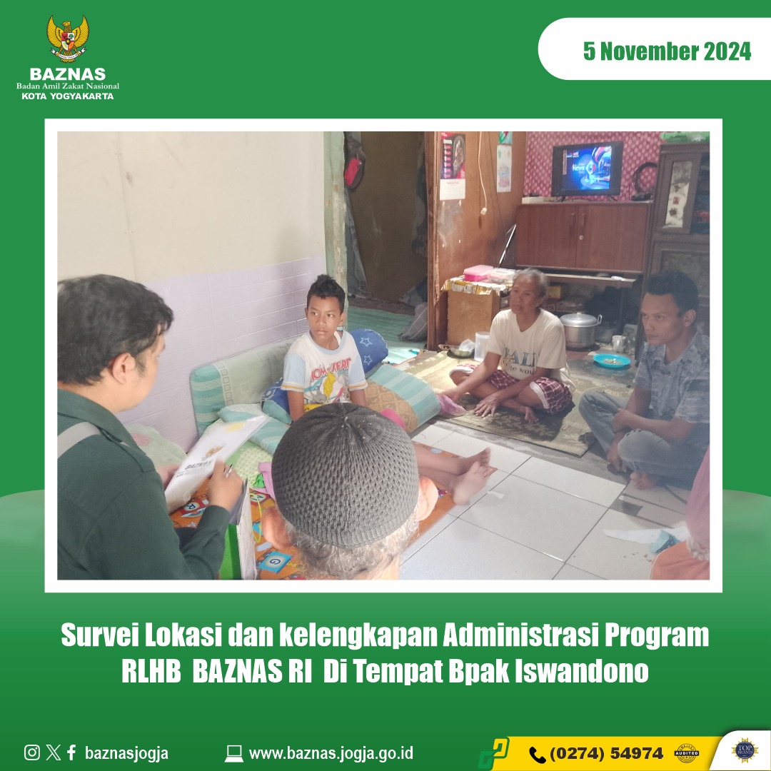 BAZNAS Kota Yogyakarta Lakukan Survei Lokasi Calon Penerima Program Rumah Layak Huni BAZNAS  (RLHB)