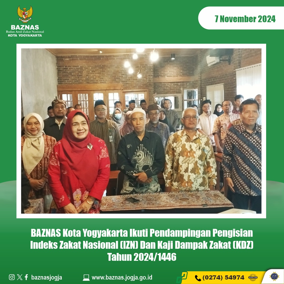 BAZNAS Kota Yogyakarta Ikuti Pendampingan Pengisian Indeks Zakat Nasional (IZN) Dan Kaji Dampak Zakat (KDZ) Tahun 2024/1446