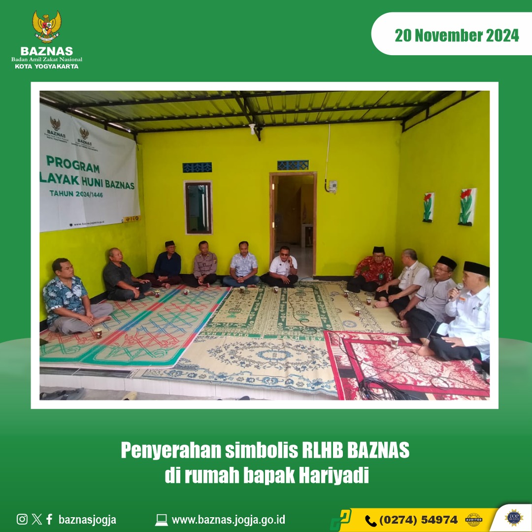 Hadirkan Kebahagiaan, BAZNAS Kota Yogyakarta Serahkan Rumah Layak Huni untuk Pak Haryadi