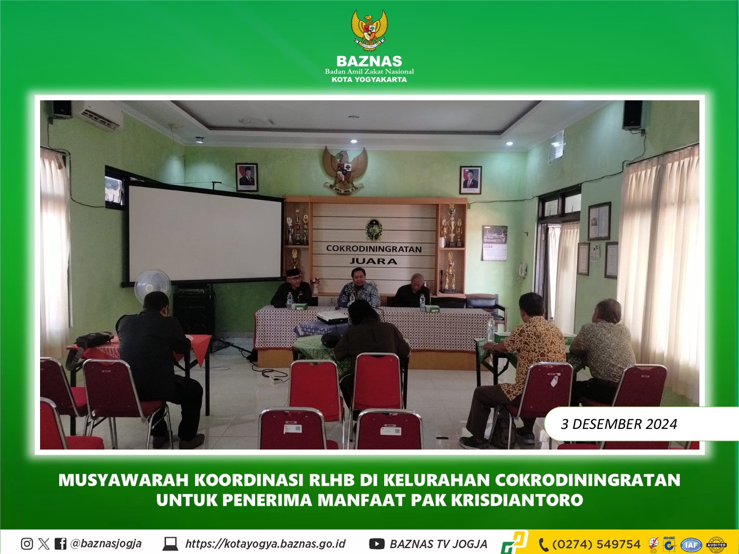 BAZNAS Kota Yogyakarta Gelar Musyawarah Koordinasi RLBH di Cokrodiningratan