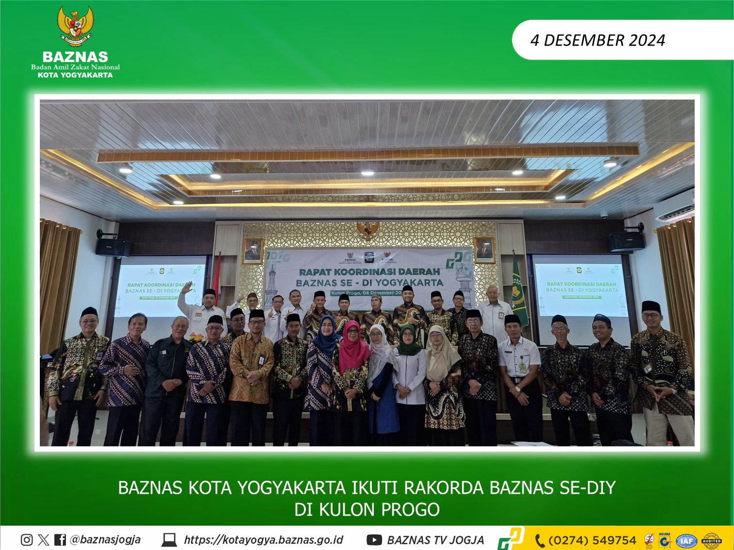 BAZNAS Kota Yogyakarta Hadiri RAKORDA BAZNAS SE-DIY di Kulon Progo