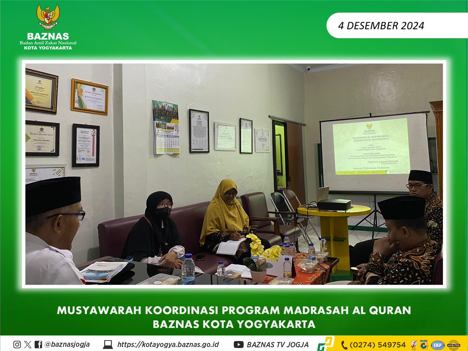 Penguatan Program  Madrasah Al-Qur'an, BAZNAS Kota Yogyakarta Gelar Musyawarah Bersama Dindikpora dan Kemenag Kota Yogyakarta