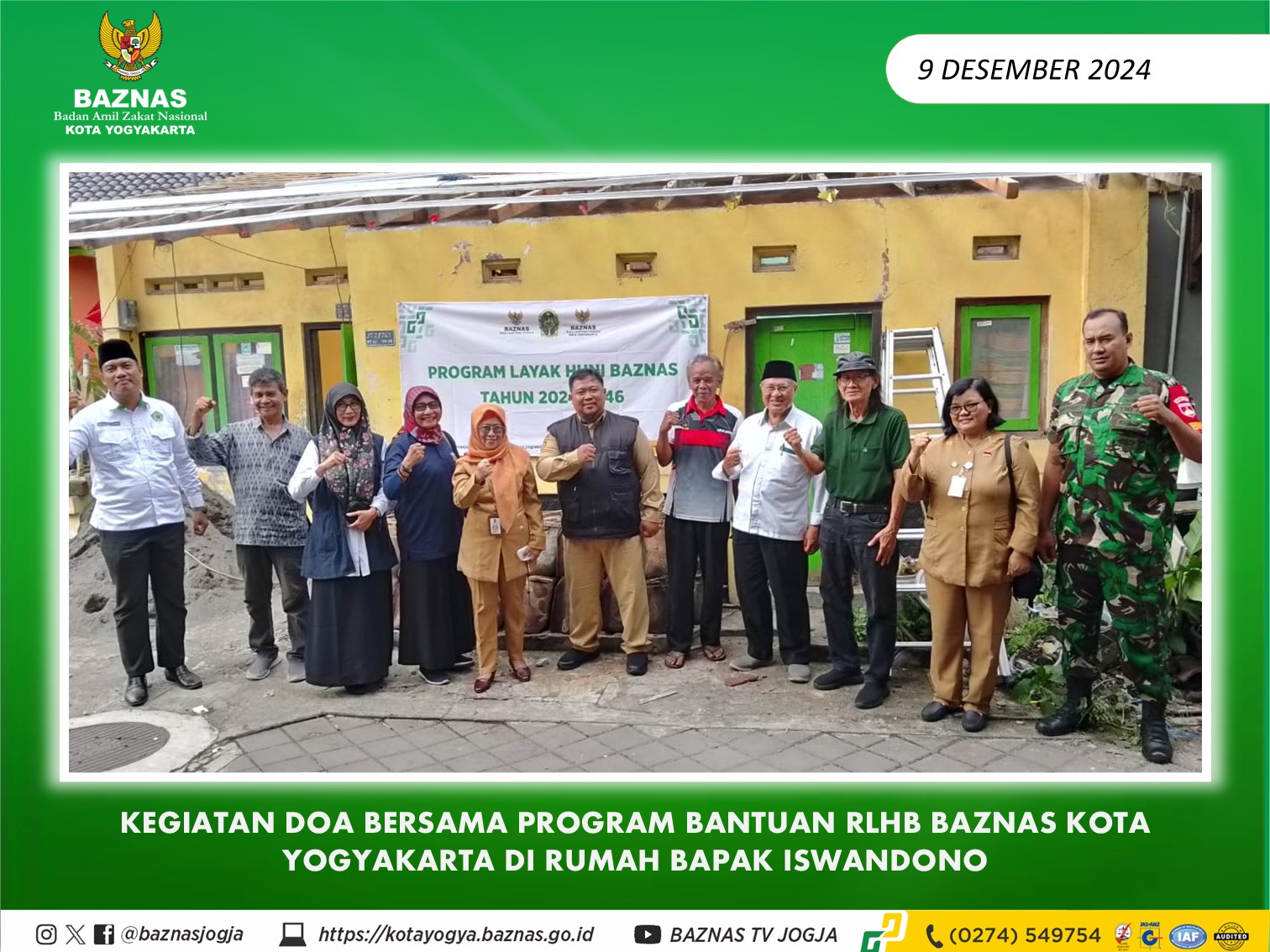 Doa Bersama Program RLHB BAZNAS Kota Yogyakarta di Tempat Bapak Iswandono: Wujud Nyata Kepedulian Zakat, Infak, dan Sedekah