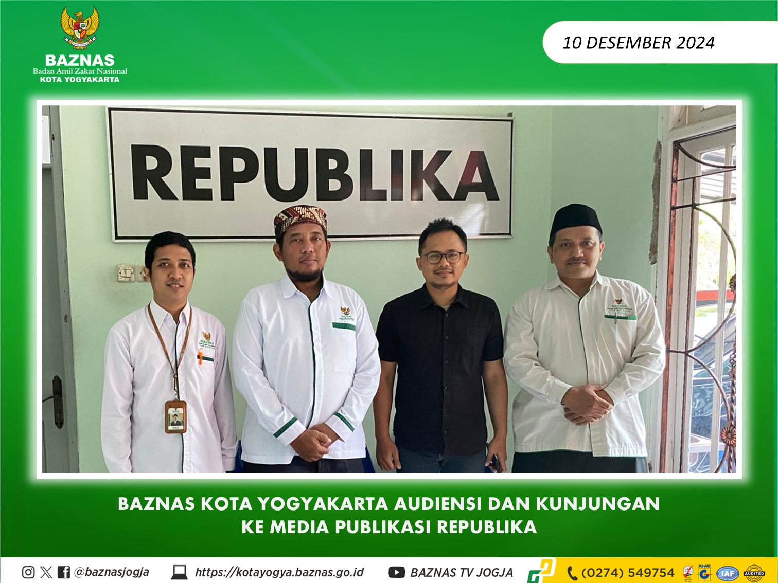 Kunjungan Silaturrahmi ke Kantor Republika Jogja: Menjalin Kerja Sama dalam Literasi Zakat, Infak, Sedekah, dan Sosialisasi Kantor Digital BAZNAS Kota Yogyakarta