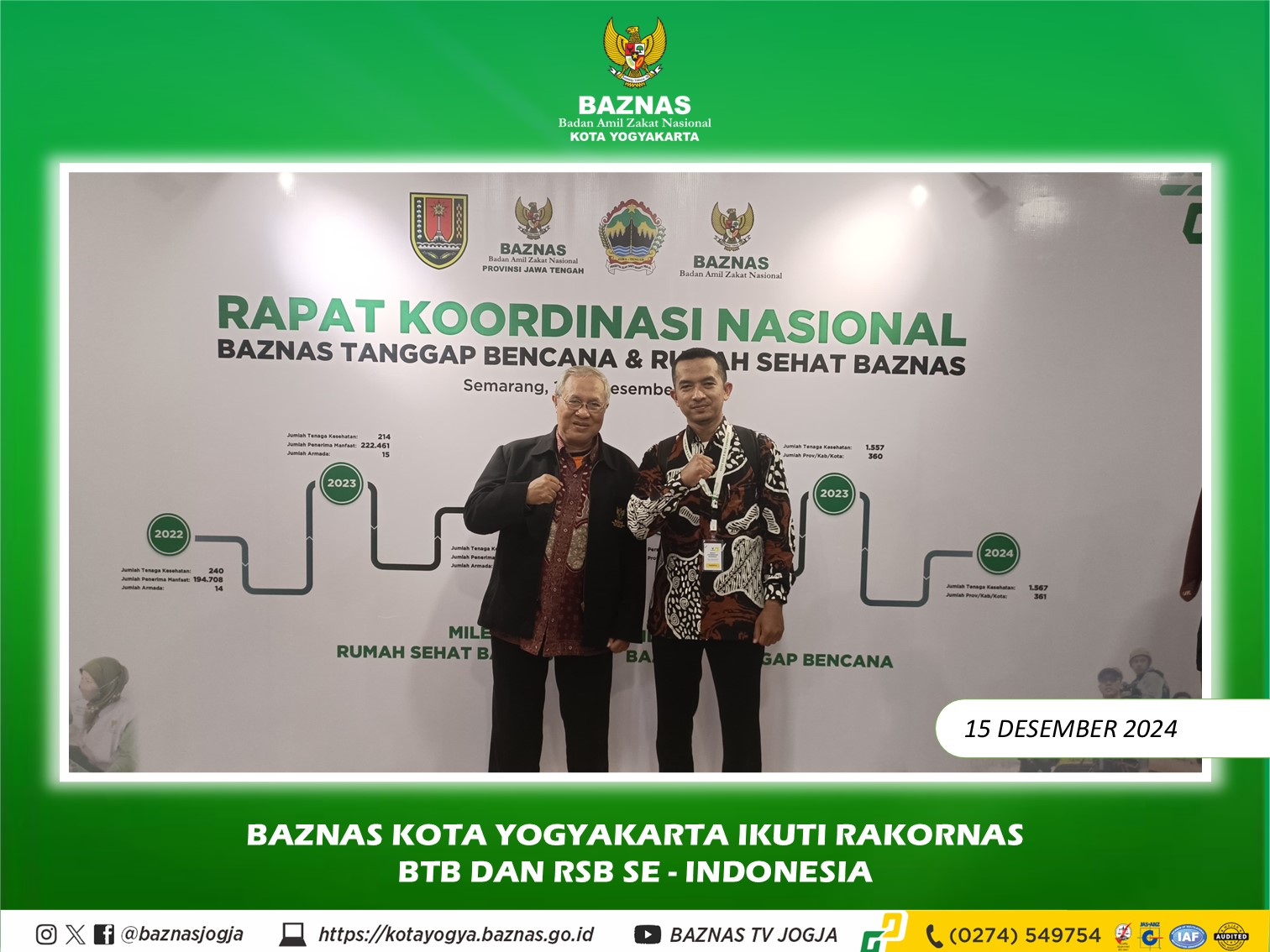 BAZNAS Kota Yogyakarta Ikuti Rakornas BTB dan RSB se-Indonesia