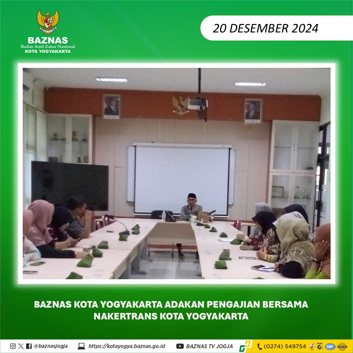 BAZNAS Kota Yogyakarta Bersama Dinas Sosial Nakertrans Gelar Pengajian Bulanan