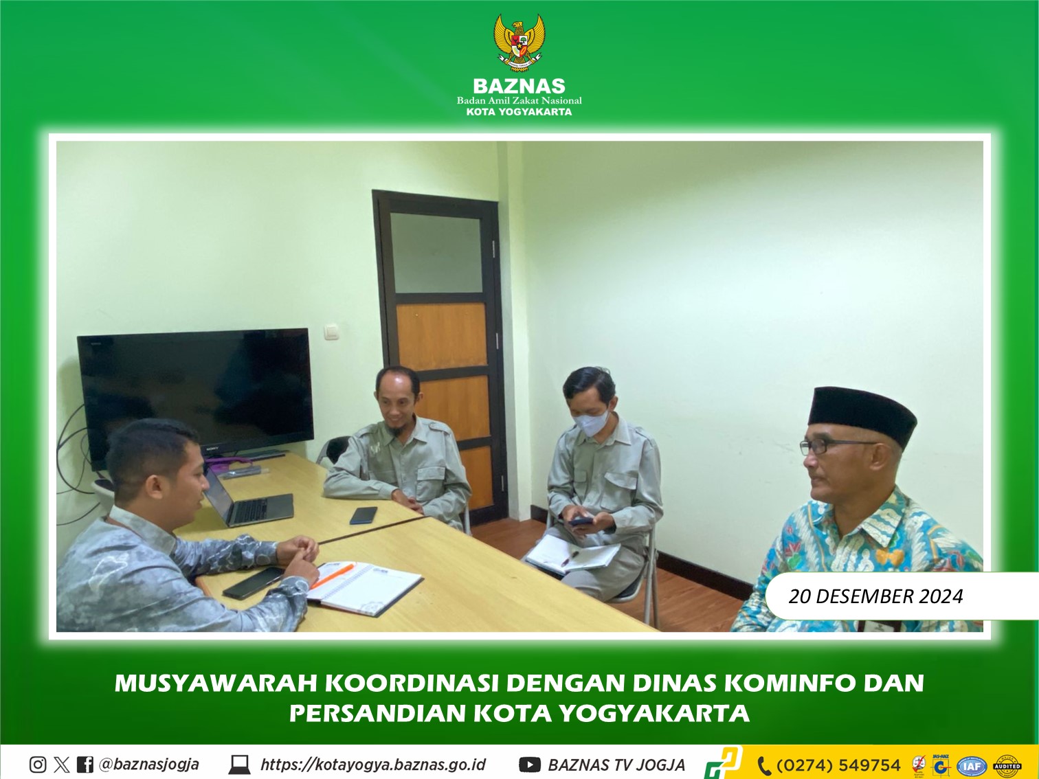 Penguatan Digitalisasi, BAZNAS Kota Yogyakarta Adakan Musyawarah Koordinasi Dengan Dinas Kominfo Persandian Kota Yogyakarta