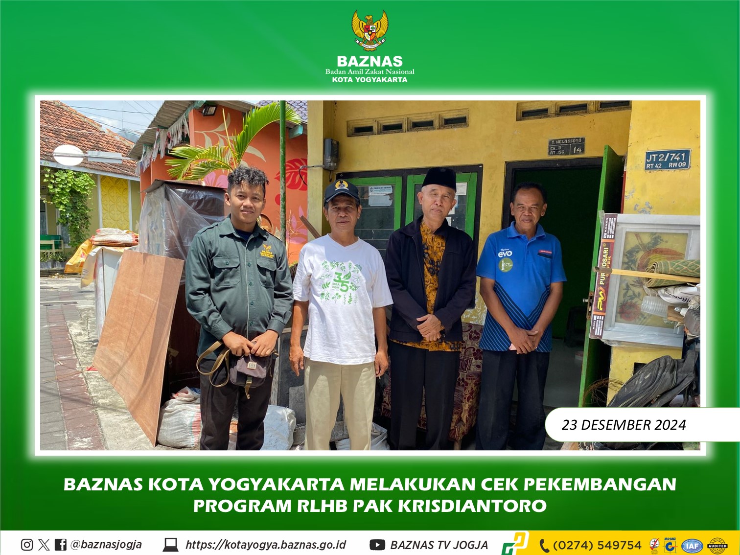 BAZNAS Kota Yogyakarta Lakukan Monitoring Pelaksanaan Program Rumah Layak Huni BAZNAS (RLHB)