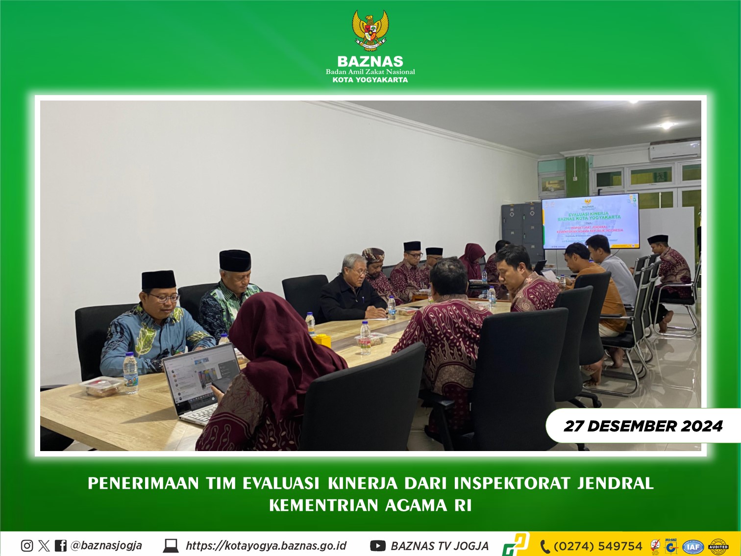 BAZNAS Kota Yogyakarta Dijadikan Piloting Kinerja Oleh Inspektorat Jenderal Kementerian Agama RI