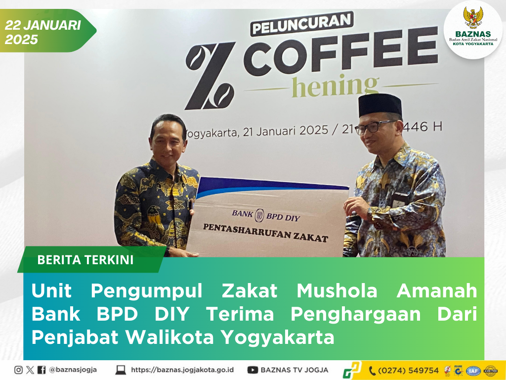 Unit Pengumpul Zakat Mushola Amanah Bank BPD DIY Terima Penghargaan Dari Penjabat Walikota Yogyakarta