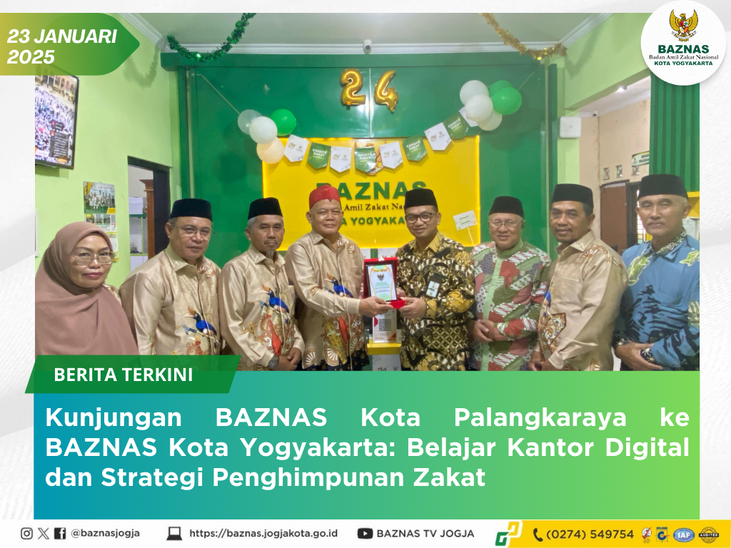 Kunjungan BAZNAS Kota Palangkaraya ke BAZNAS Kota Yogyakarta: Belajar Kantor Digital dan Strategi Penghimpunan Zakat. 